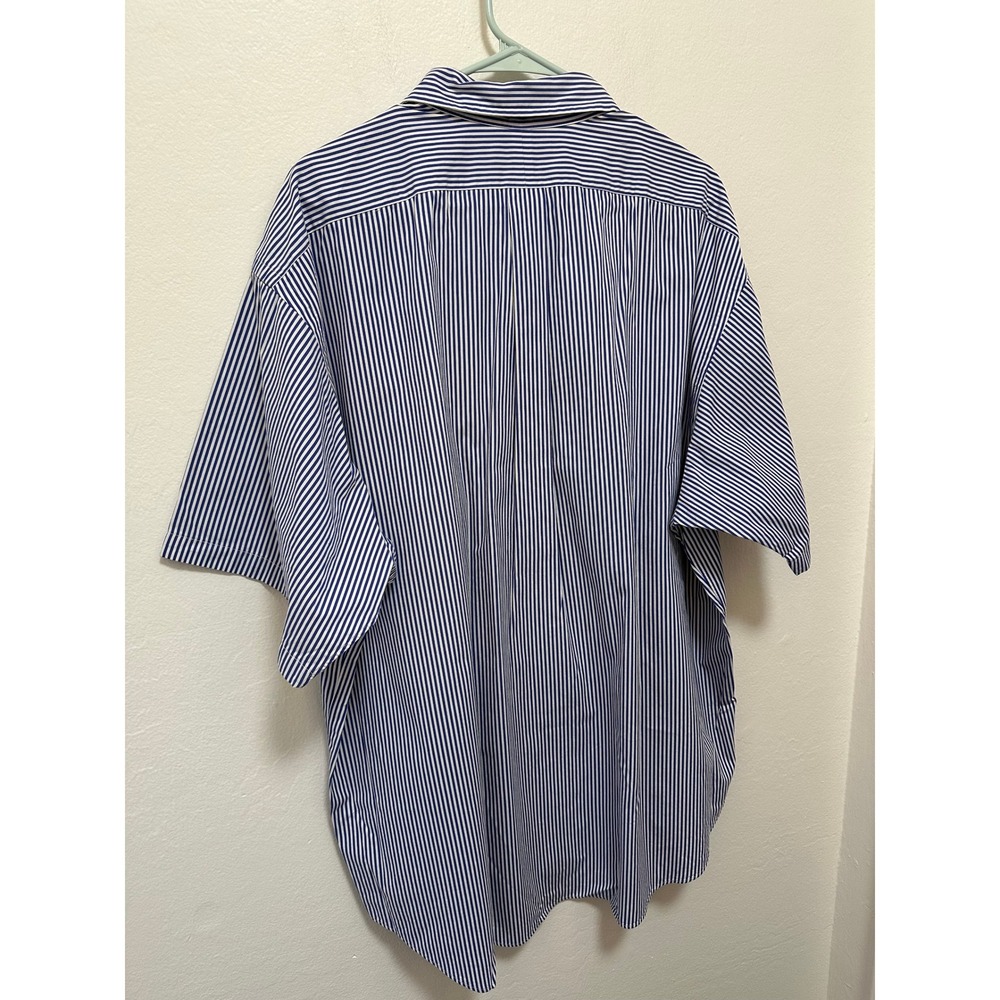 Ralph Lauren Blake XXL Mens Striped Blue White Short Sleeve Button Down Shirt - Picture 7 of 8